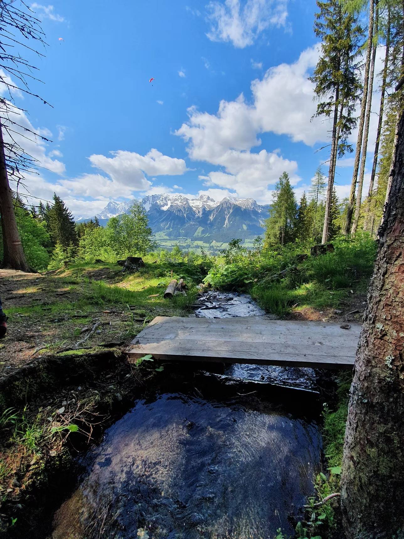Hiking with a view of the Dachstein